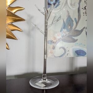 Umbra Icelet Acrylic Jewelry Tree Stand Chrome Clear 15" Tall  Ring Dish EUC